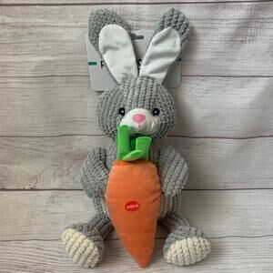 Patchwork Pet Bunny Rabbit and Carrot Dog Toy Crinkle Squeak Grunt Fetch 19"L